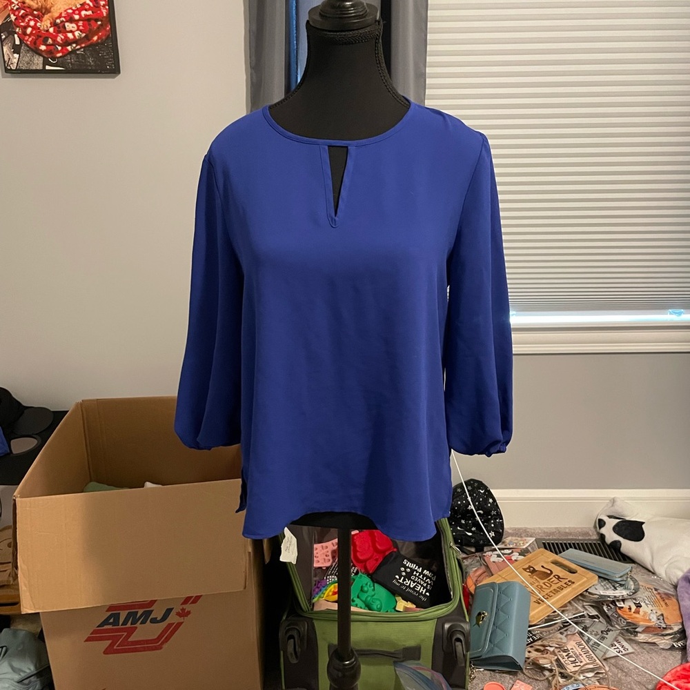 Forever 21 Boxy Blue 3/4 Sleeve Blouse